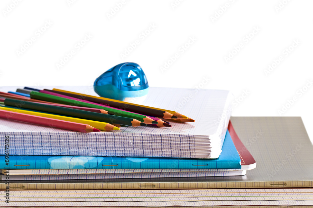 Pile of school supplies on transparent background, back to school, png file