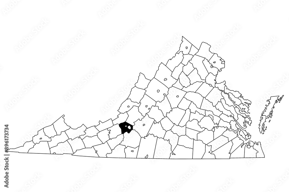 Map of Roanoke County in Virginia state on white background. single ...
