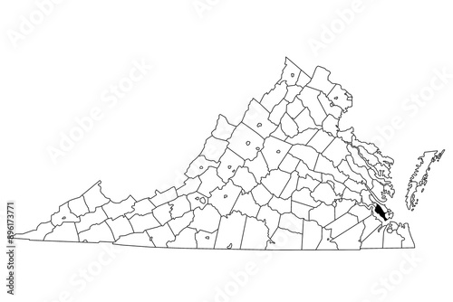 Map of Newport news in Virginia state on white background. UNITED STATES, US