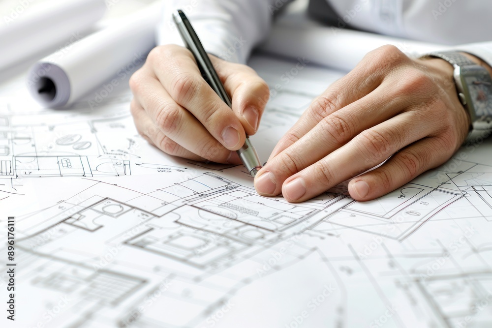 An architect sketching out plans for a residential development An architect sketching out plans for a residential development