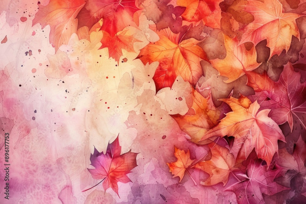 A beautiful watercolor depiction of a collection of leaves A beautiful watercolor depiction of a collection of leaves