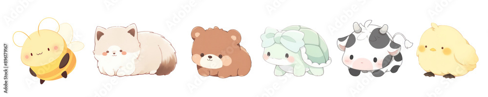 Kawaii animal illustration png cut out element set Kawaii animal illustration png cut out element set