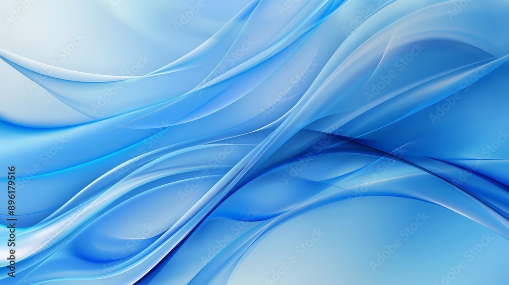 Fototapeta premium A blue wave with a white background. The blue color is very bright and the wave is very long