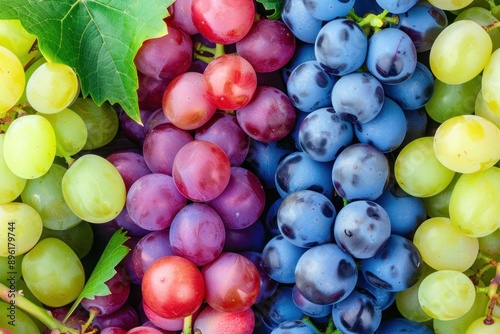 bunch of grapes of different colors photo