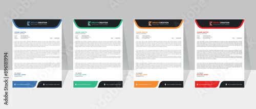 Modern, Creative & Clean business style letterhead template design with color variation bundle.