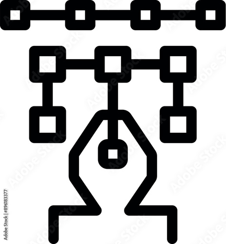 Algorithm icon representing the concept of programming code connecting data blocks