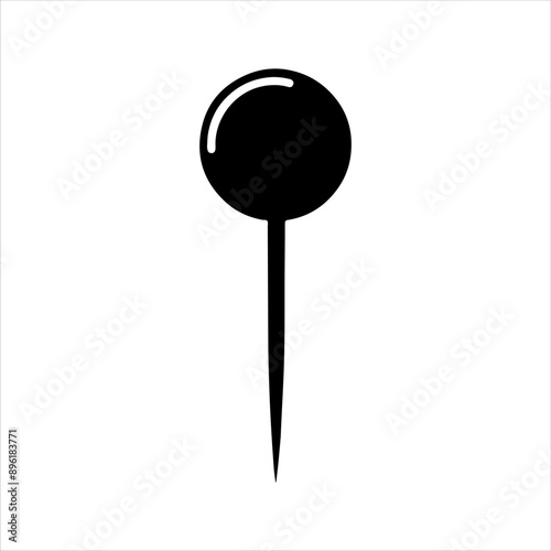 Round push pin silhouette on white background. Push pin icon vector sign illustration design.