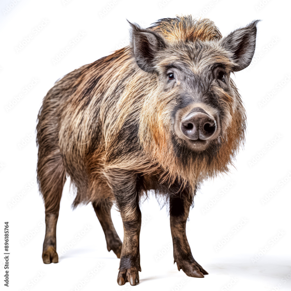 Wildschwein, freigestellt vor weißem Hintergrund, Generative AI Wildschwein, freigestellt vor weißem Hintergrund, Generative AI