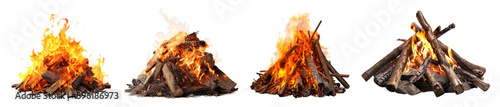 Bonfire camping png cut out element set