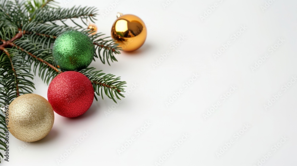 A Christmas tree with four ornaments on it A Christmas tree with four ornaments on it