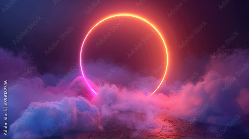 Neon Glow Ring in Cloudscape Neon Glow Ring in Cloudscape