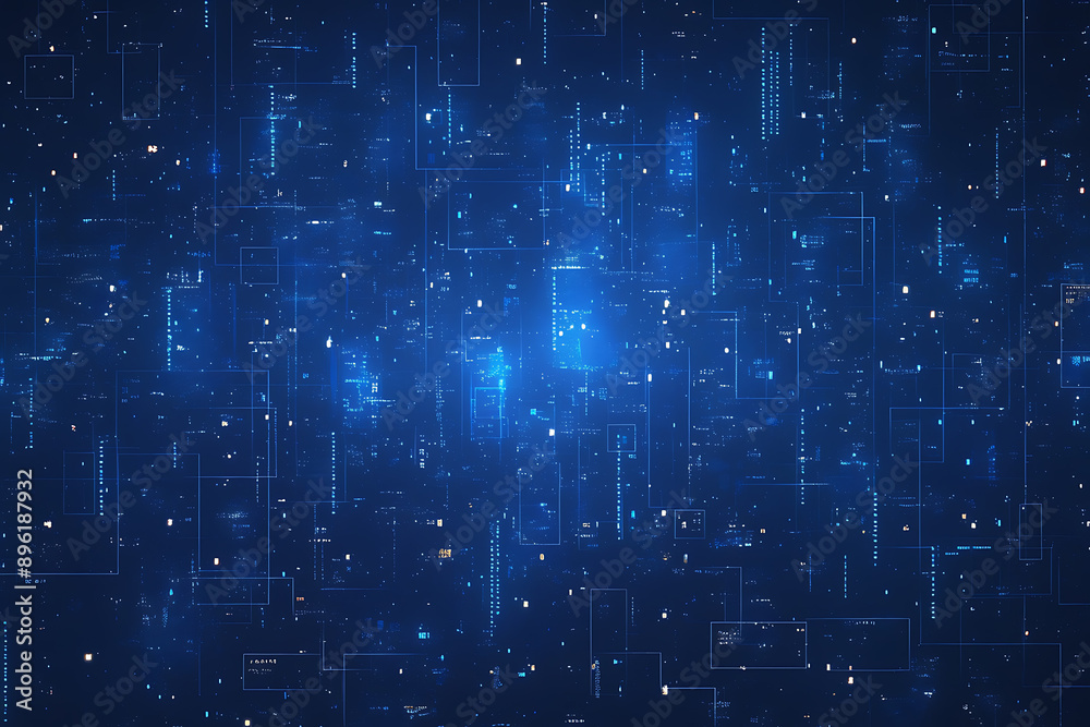 A binary background with dark blue and touches of neon highlights creating a technological and futuristic aesthetic A binary background with dark blue and touches of neon highlights creating a technological and futuristic aesthetic