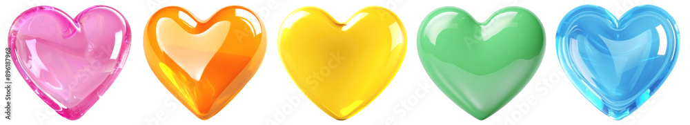 3D heart png cut out element set 3D heart png cut out element set