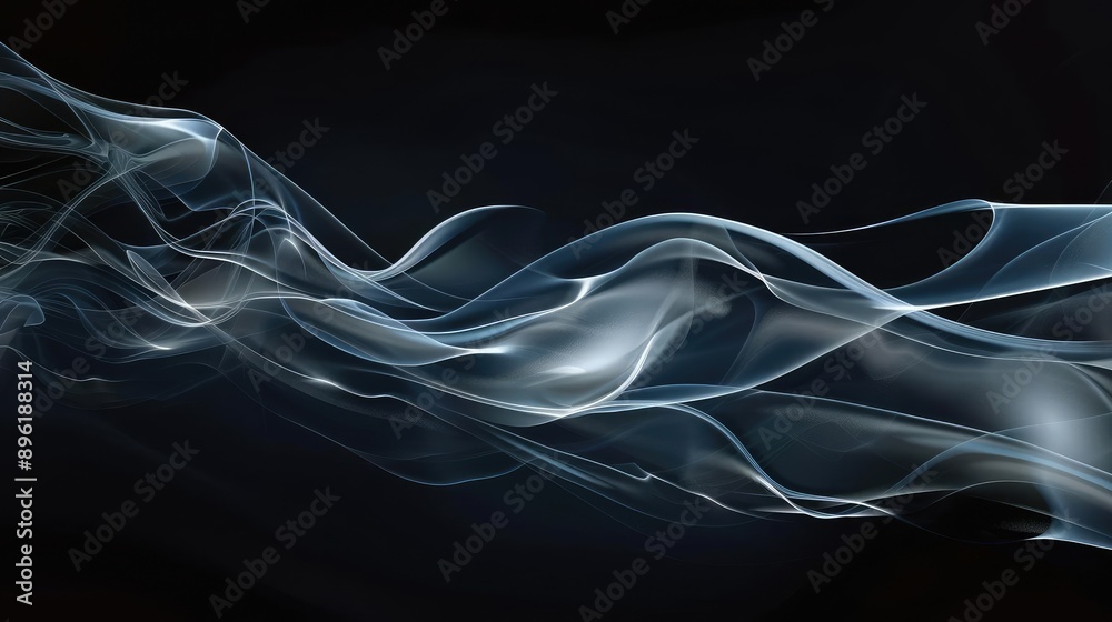 Abstract blue smoke waves on black background. Abstract blue smoke waves on black background.