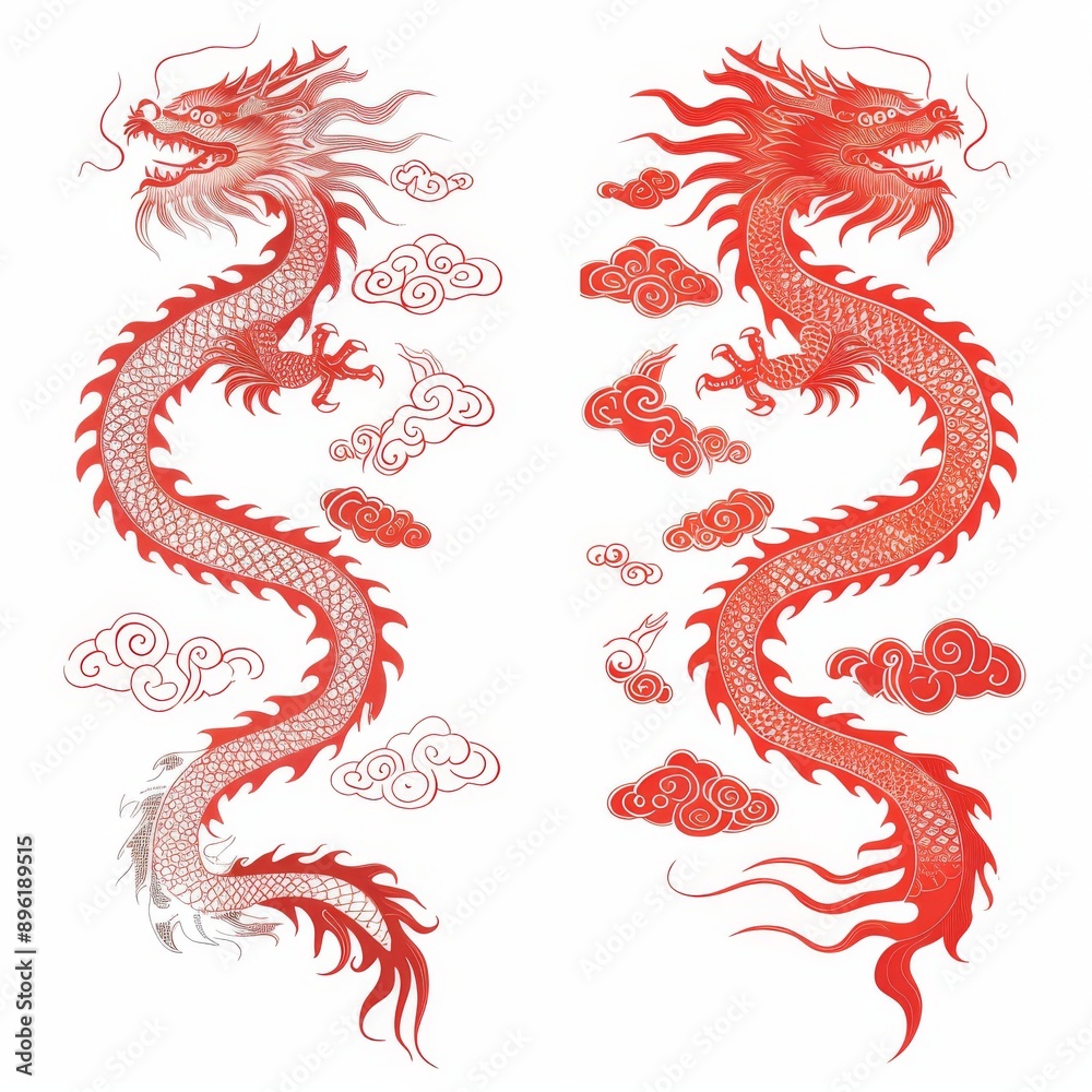 Obraz premium This is a modern illustration of a traditional Chinese dragon