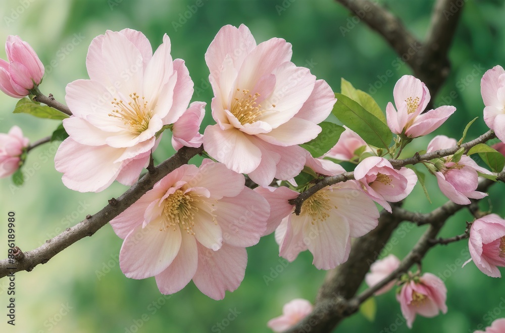 Obraz premium blooming spring tree branch close-up