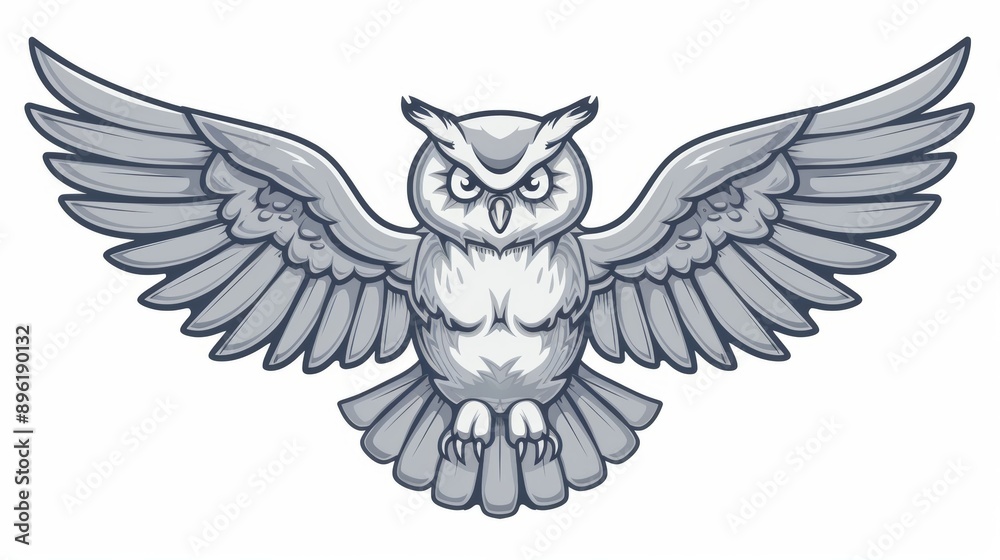 Obraz premium The owl is illustrated on a white background as a modern icon design