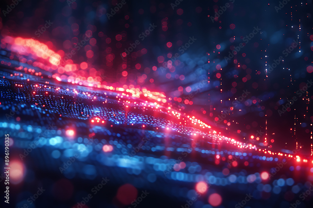 A binary background with dark blue and touches of neon highlights creating a technological and futuristic aesthetic A binary background with dark blue and touches of neon highlights creating a technological and futuristic aesthetic