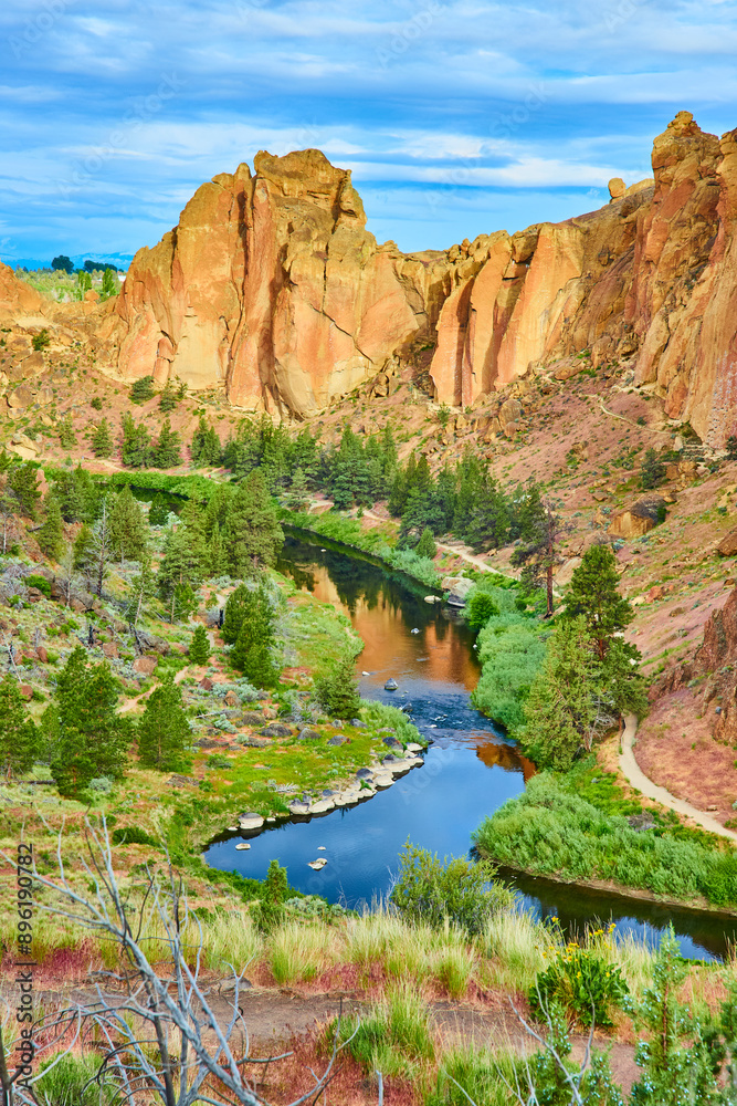 Aerial View of Serpentine River in Smith Rock State Park Canyon Aerial View of Serpentine River in Smith Rock State Park Canyon