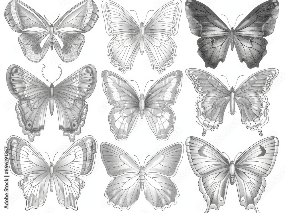 A collection of beautiful nature flying insects with funny wings. A collection of beautiful nature flying insects with funny wings.