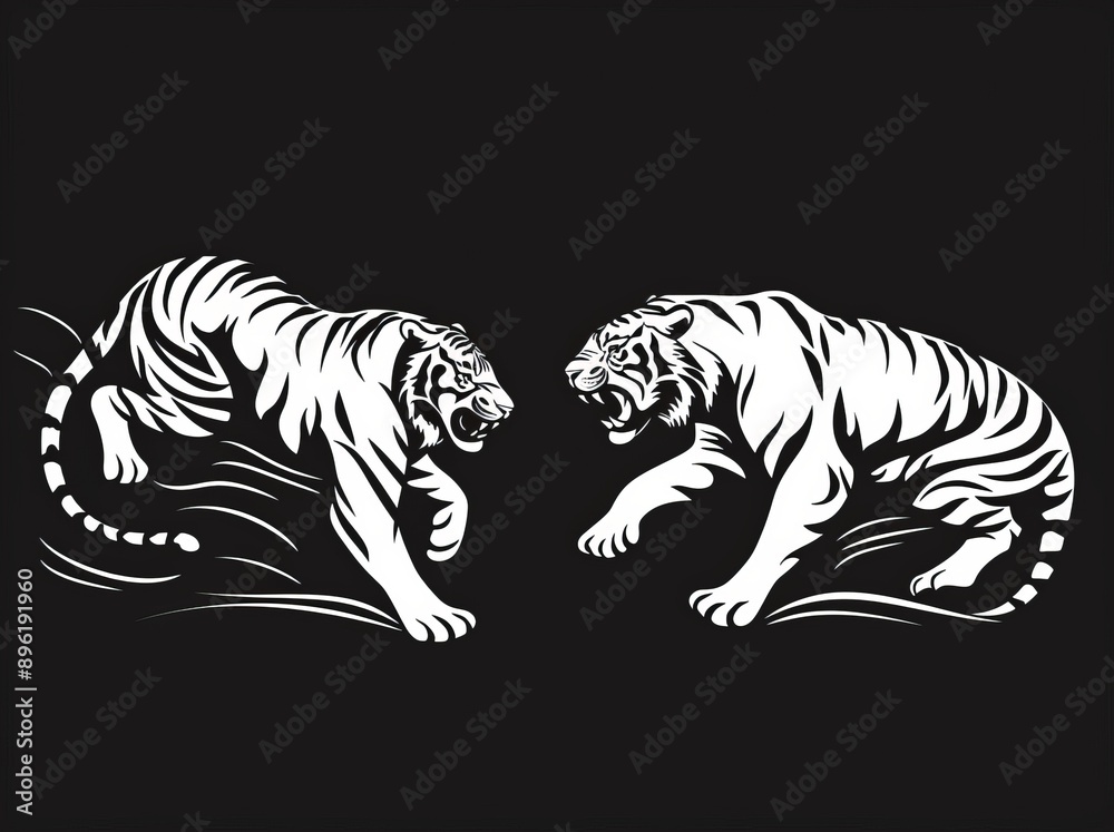 Several portraits of predatory wild cats. Set of fauna and flora dwellers. Modern illustration over a white background. Several portraits of predatory wild cats. Set of fauna and flora dwellers. Modern illustration over a white background.