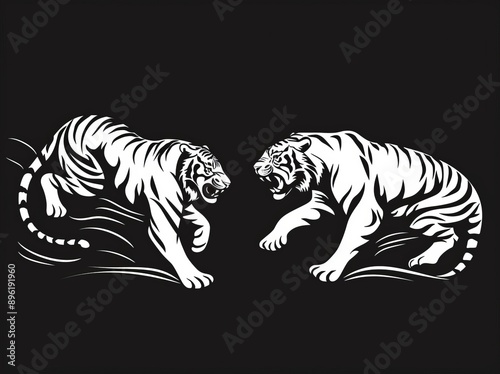 Wallpaper Mural Several portraits of predatory wild cats. Set of fauna and flora dwellers. Modern illustration over a white background. Torontodigital.ca