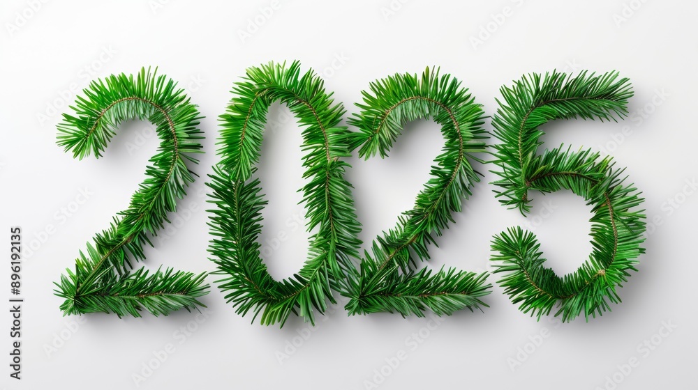 The image is a Christmas tree with the number 2025 The image is a Christmas tree with the number 2025