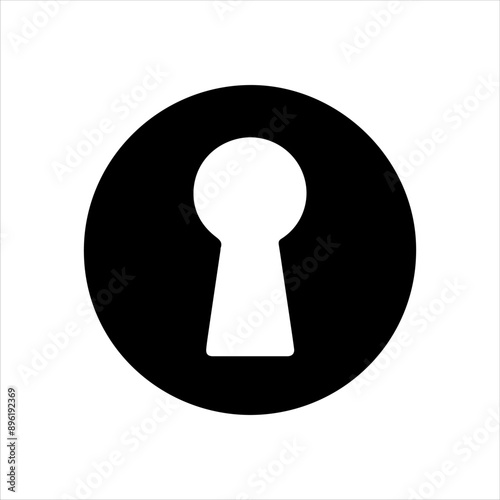 Round shape with keyhole silhouette on white background. Key hole icon vector sign illustration design.