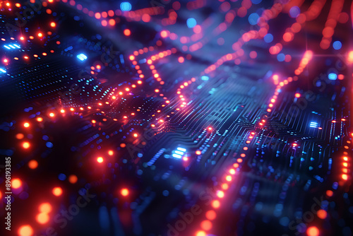 Wallpaper Mural A binary background with dark blue and touches of neon highlights creating a technological and futuristic aesthetic Torontodigital.ca