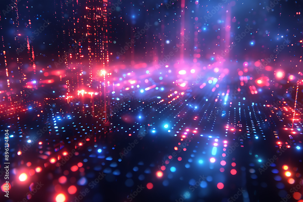 A binary background with dark blue and touches of neon highlights creating a technological and futuristic aesthetic A binary background with dark blue and touches of neon highlights creating a technological and futuristic aesthetic