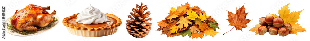 Fototapeta premium Thanksgiving day png cut out element set