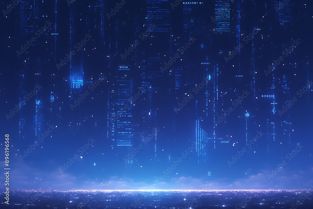 A binary background with dark blue and touches of neon highlights creating a technological and futuristic aesthetic A binary background with dark blue and touches of neon highlights creating a technological and futuristic aesthetic