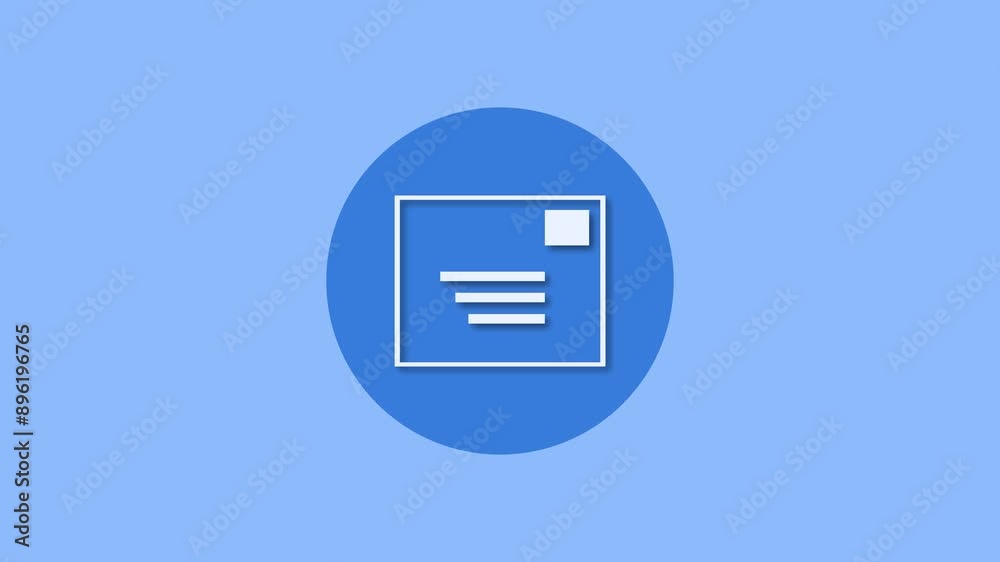 Stamped envelope icon blue color simple shape circle animation Stamped envelope icon blue color simple shape circle animation