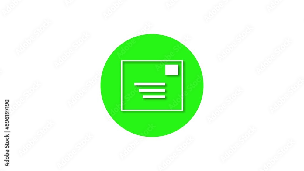 Stamped envelope icon green color simple shape circle animation white background Stamped envelope icon green color simple shape circle animation white background