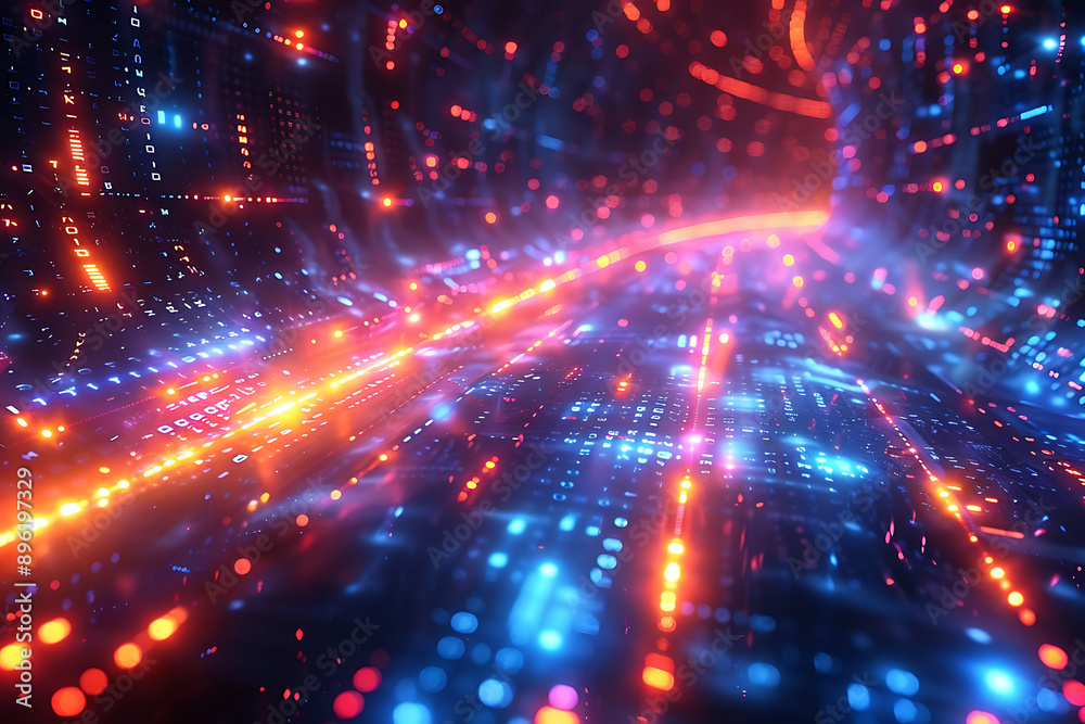 A binary background with dark blue and touches of neon highlights creating a technological and futuristic aesthetic A binary background with dark blue and touches of neon highlights creating a technological and futuristic aesthetic