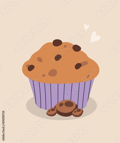 Illustration with Chocolate at Muffin