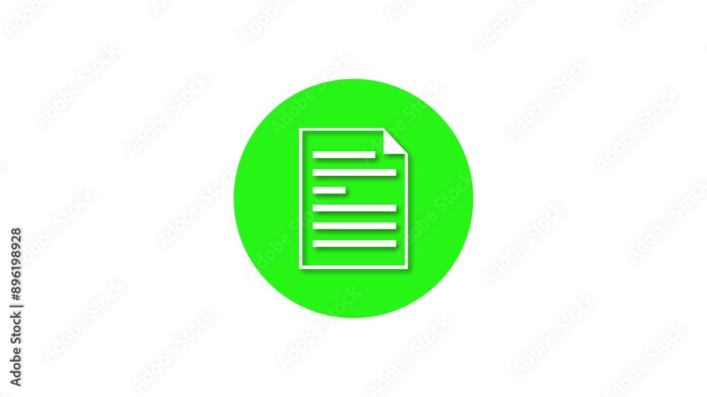 Text file write icon green color simple shape circle animation white background Text file write icon green color simple shape circle animation white background