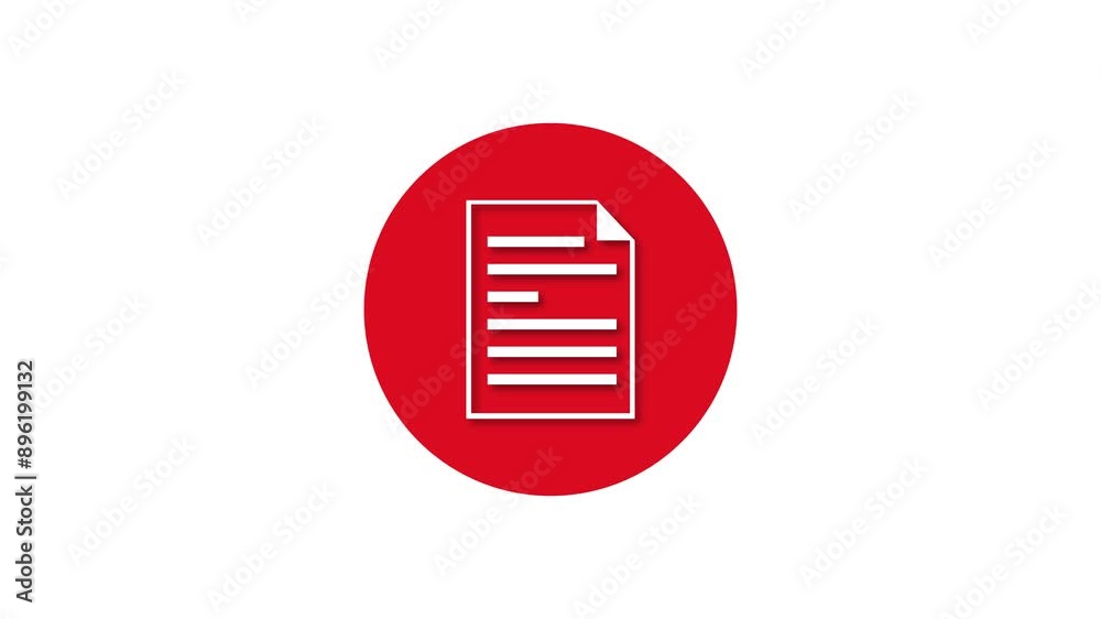 Text file write icon red color simple shape circle animation white background Text file write icon red color simple shape circle animation white background