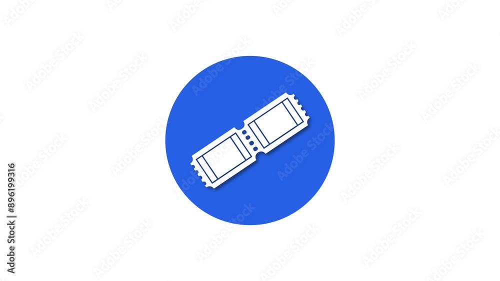 Ticket icon blue color simple shape circle animation white background Ticket icon blue color simple shape circle animation white background