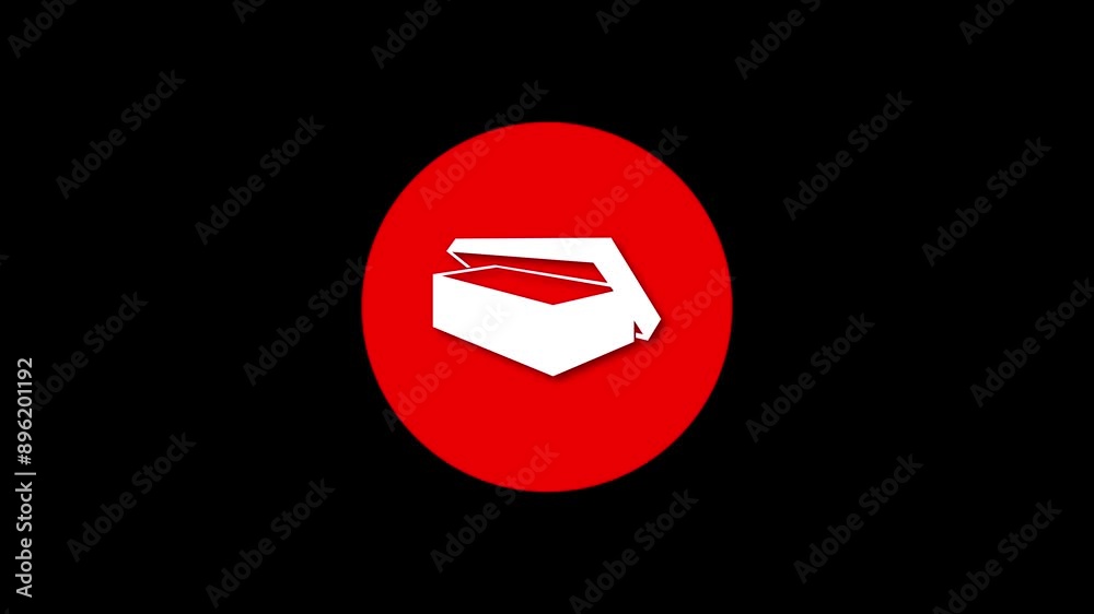 Index card icon red color simple shape circle animation black background Index card icon red color simple shape circle animation black background