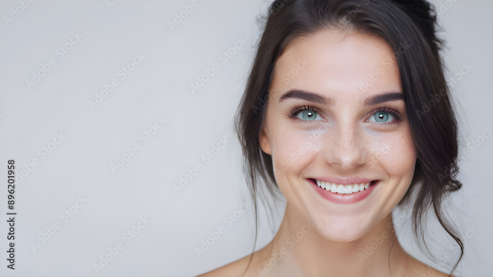 Portrait of beautiful young brunette woman with clean fresh skin. Portrait of beautiful young brunette woman with clean fresh skin.