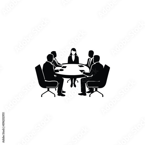 group of people business, people, office, computer, sitting, chair, meeting, silhouette, businessman, job, woman, interview, desk, illustration, work, table, vector, 3d, laptop, men, waiting, team, ca