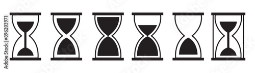 Hourglass icon set. Sandglass symbol, Reload hourglass timer icon vector. Hourglass stopwatch timer vector illustration.
