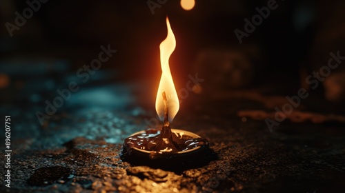 Dark and ominous scene featuring a flaming candle that symbolizes danger or evil intent.