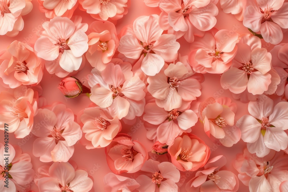Collection of vibrant pink cherry blossoms in full bloom, ideal for floral themes and natural backgrounds.