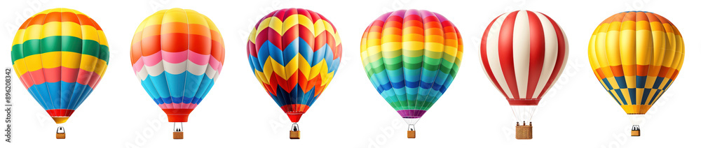 Fototapeta premium Colorful hot air balloon png cut out element set