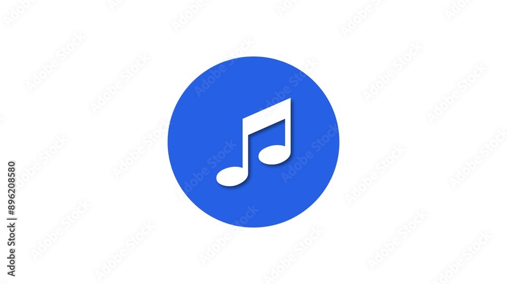 Musical note icon blue color simple shape circle animation white background Musical note icon blue color simple shape circle animation white background