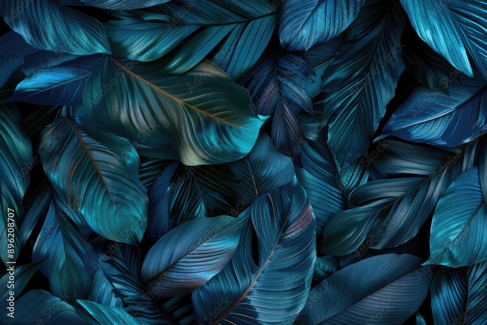 Abstract Pattern of Lush Blue Leaves Abstract Pattern of Lush Blue Leaves