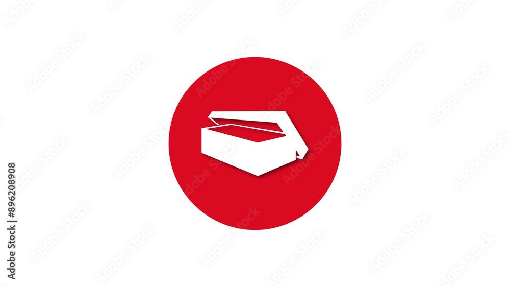 Index card icon red color simple shape circle animation white background Index card icon red color simple shape circle animation white background