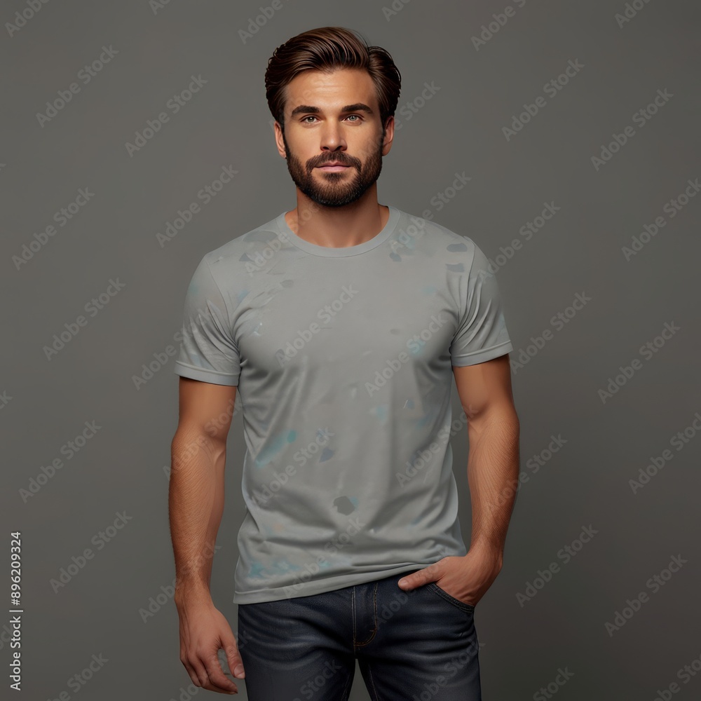 Front view mockup of men's beautiful chic short sleeve t-shirt. Vector template
Front view mockup of men's beautiful chic short sleeve t-shirt. Vector template